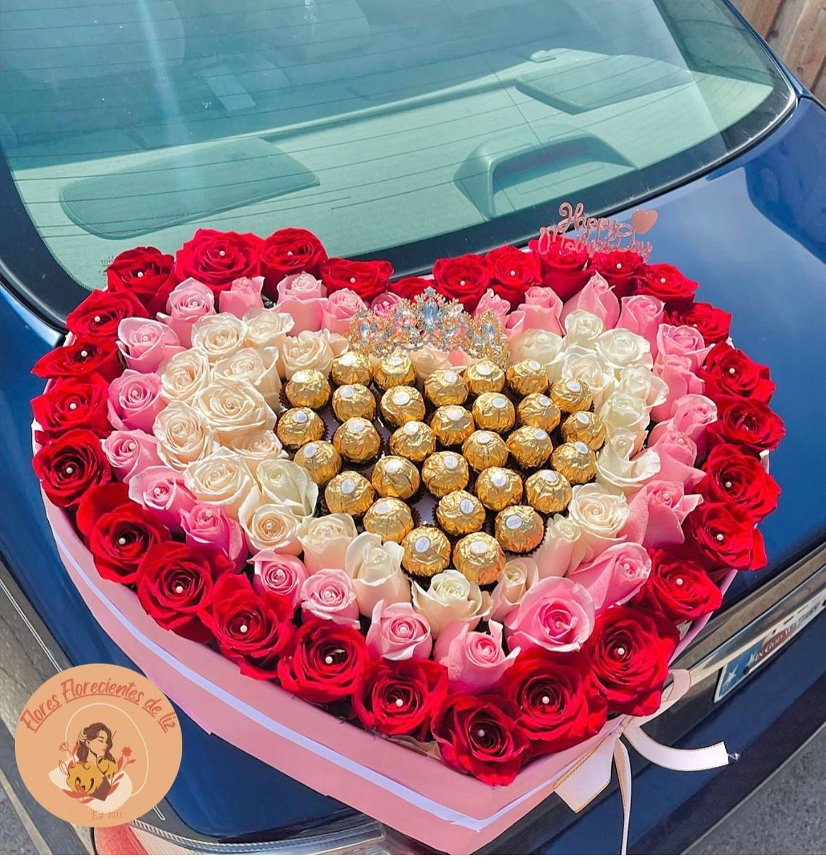 Corazón gigante para mamá con corona