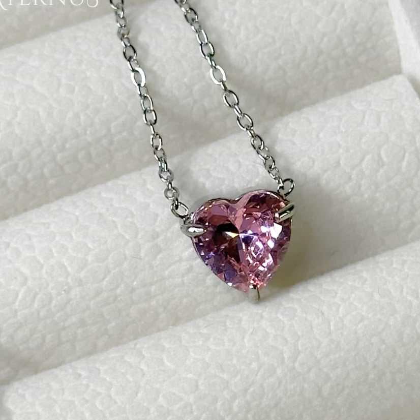 Cadena corazón rosado