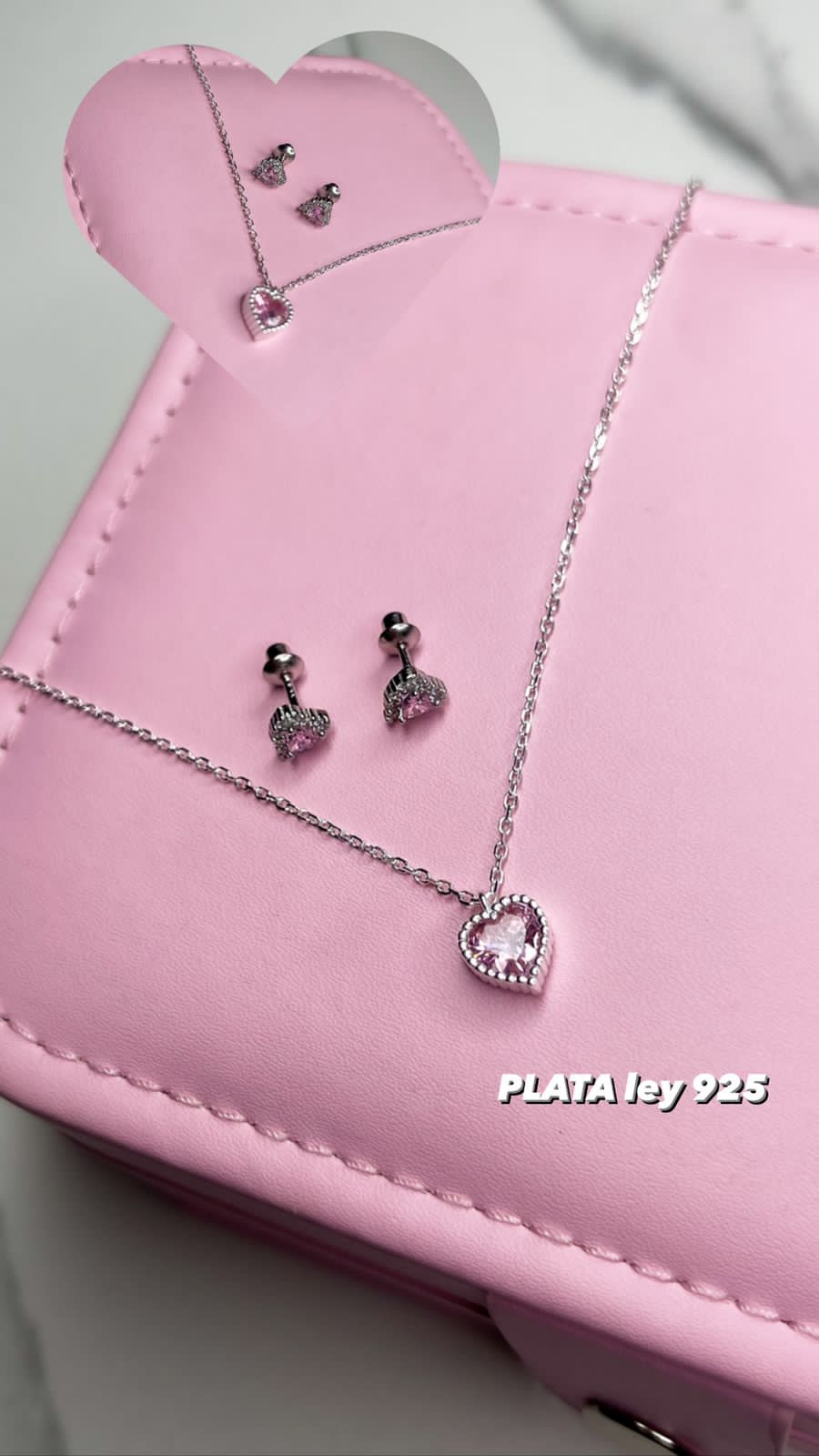 Set rosé, cadena y aretes