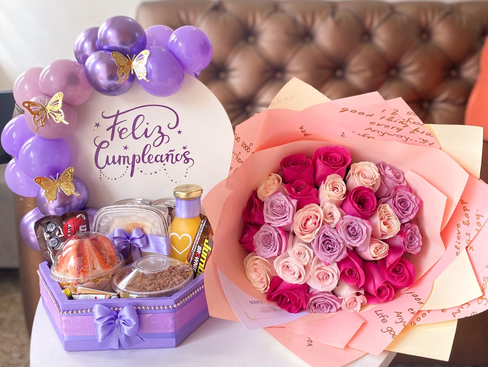 Bouquet tonos pastel + Desayuno