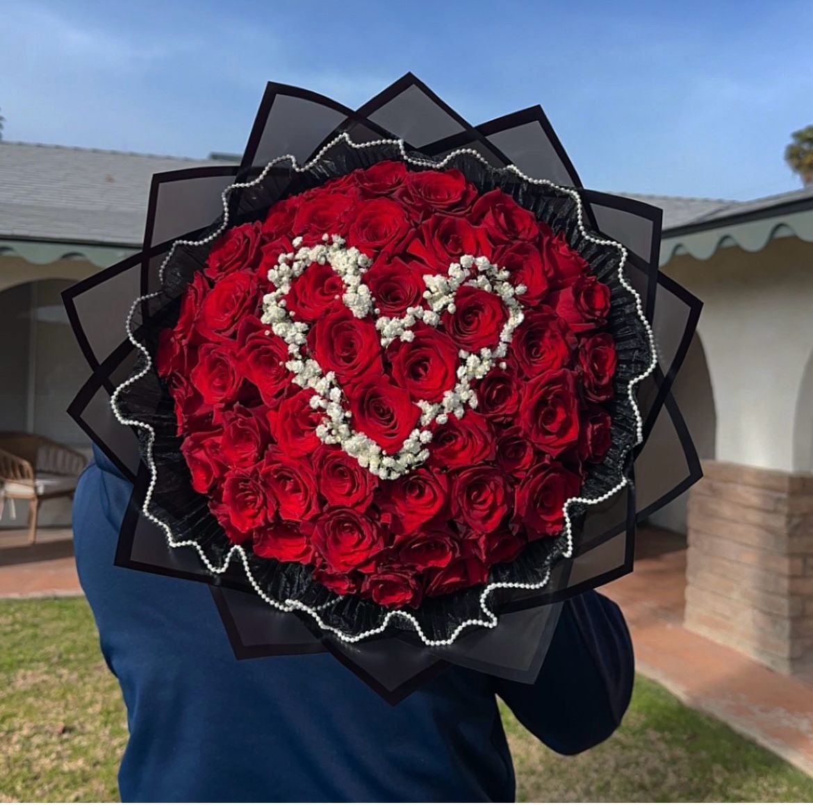Bouquet x50 rosas rojas corazón