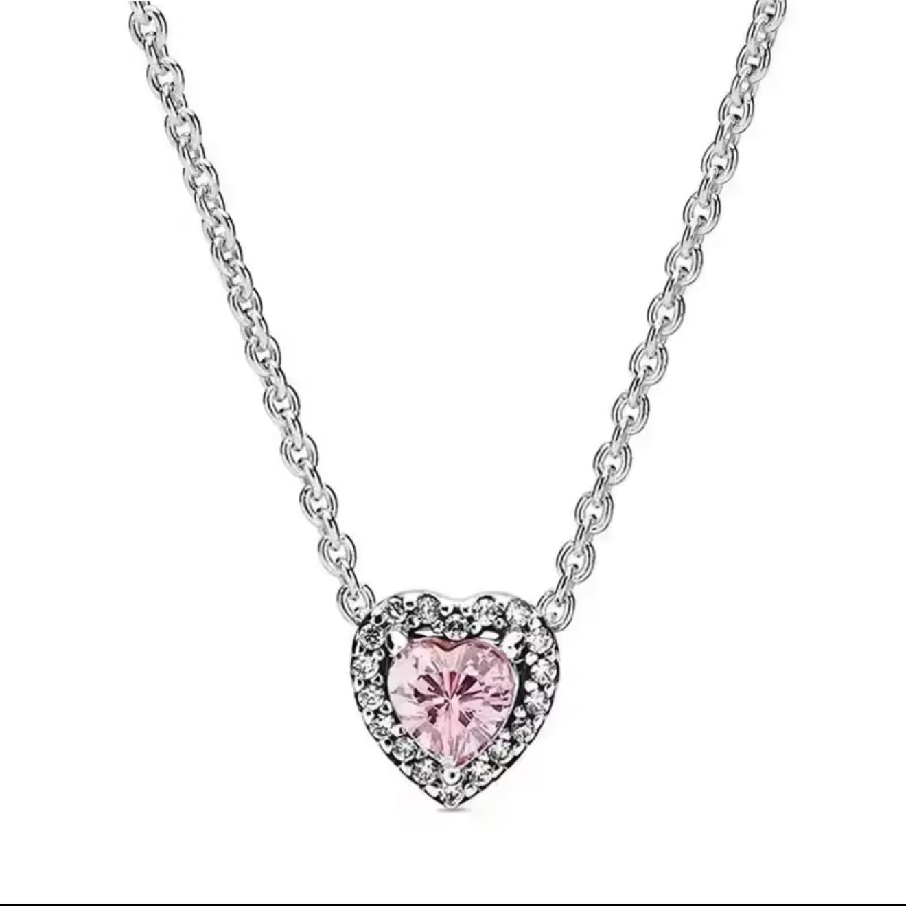 Cadena corazón rosado