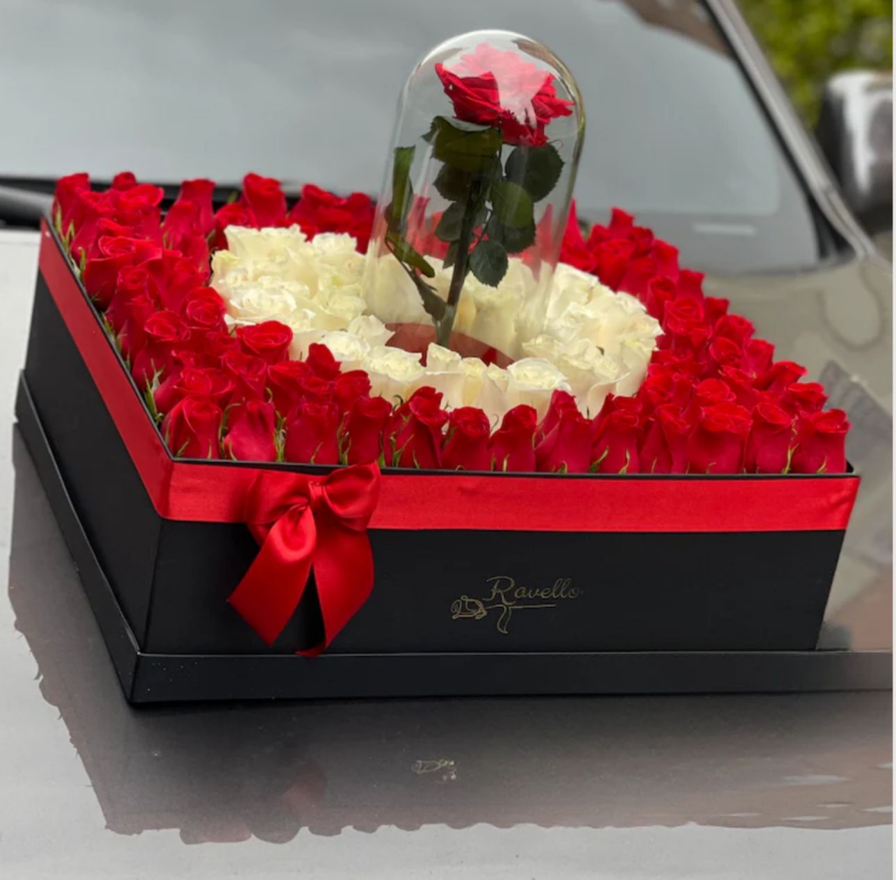 Caja x150 rosas y rosa preservada